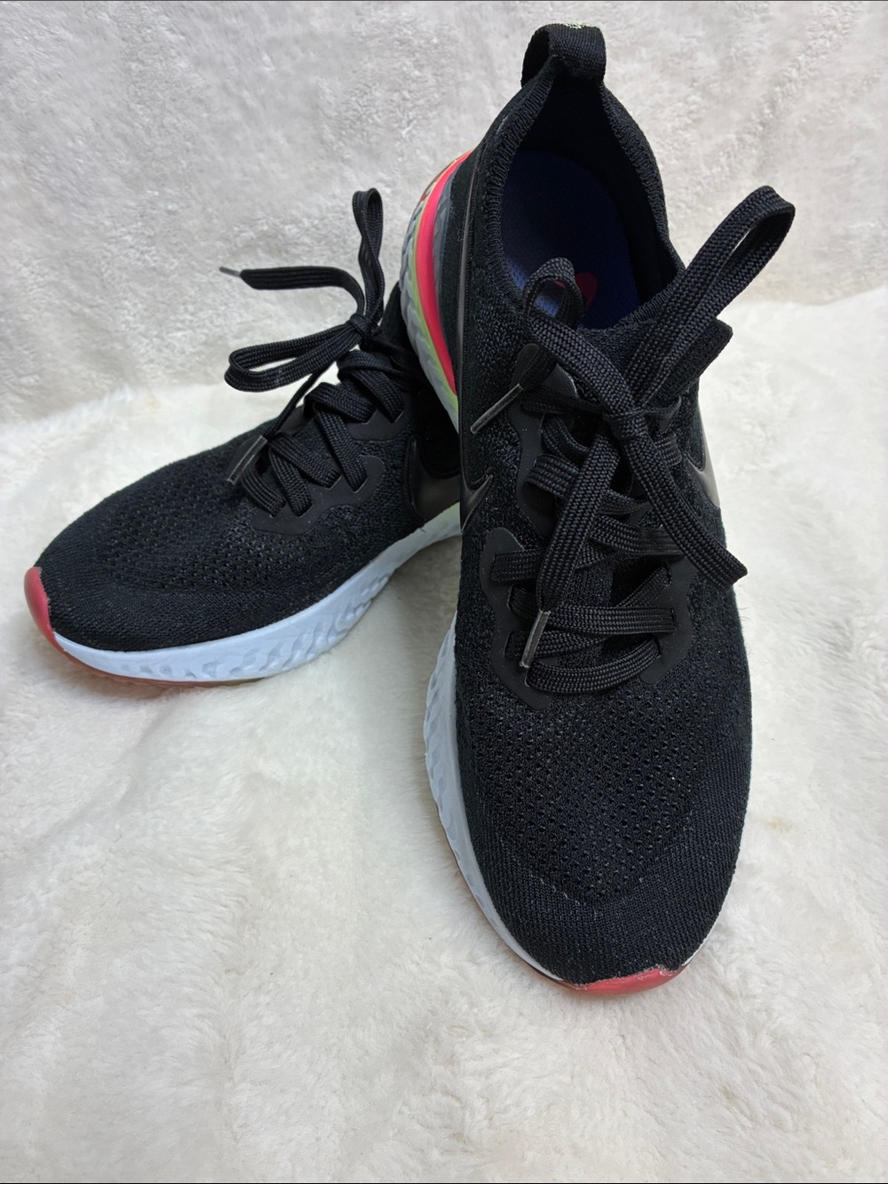 Nike Black Knit Women's Running Sneakers with Pink and White Accents